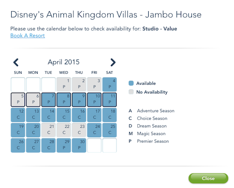 Resort Availability Tool