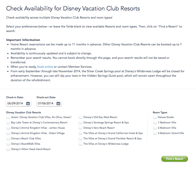 Resort Availability Tool