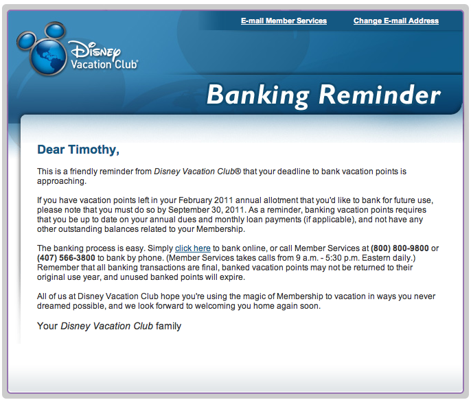 Point Banking Reminder