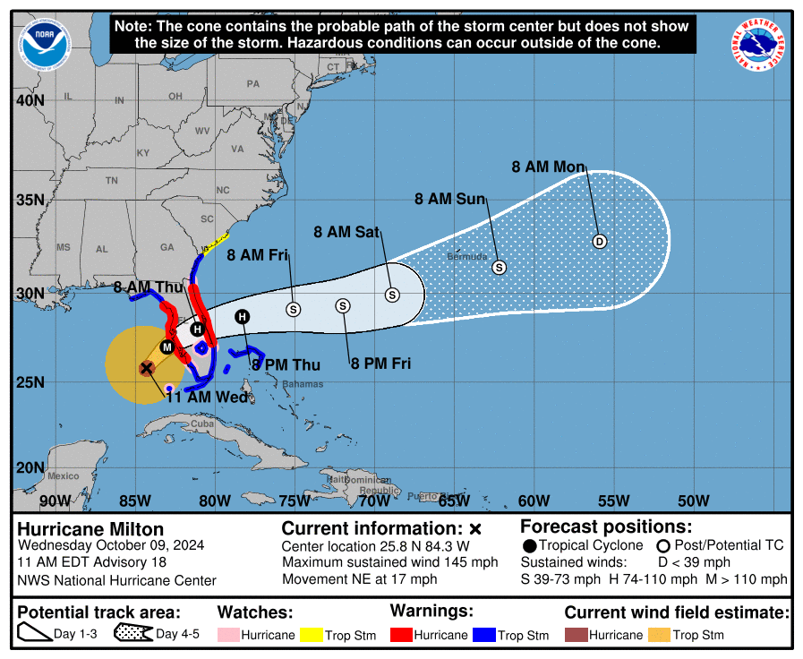 NOAA Storm Track Milton 20241009