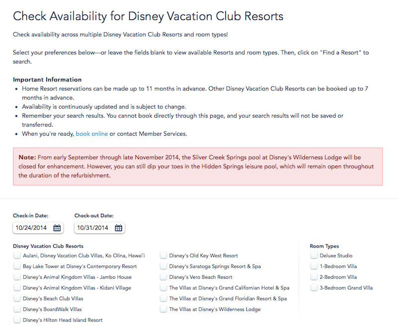 Resort Availability Tool