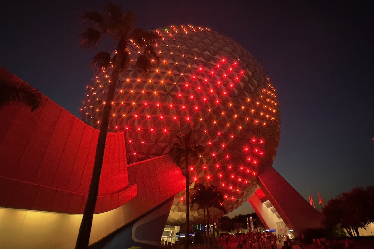 EPCOT Spaceship Earth Night Red