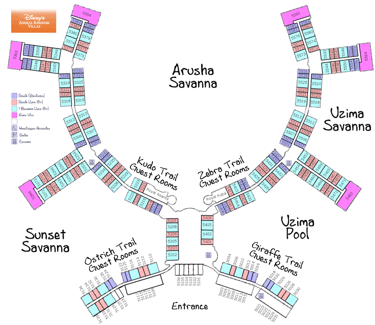 Jambo House 5th Floor Room Map