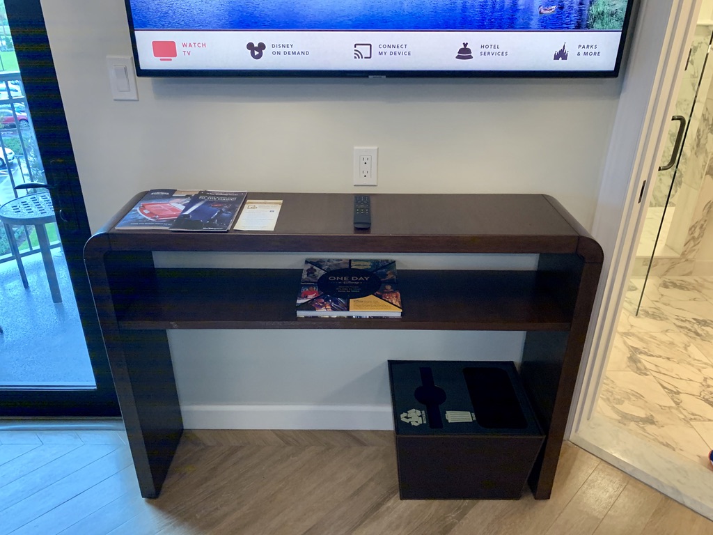 Sideboard with trash can underneath