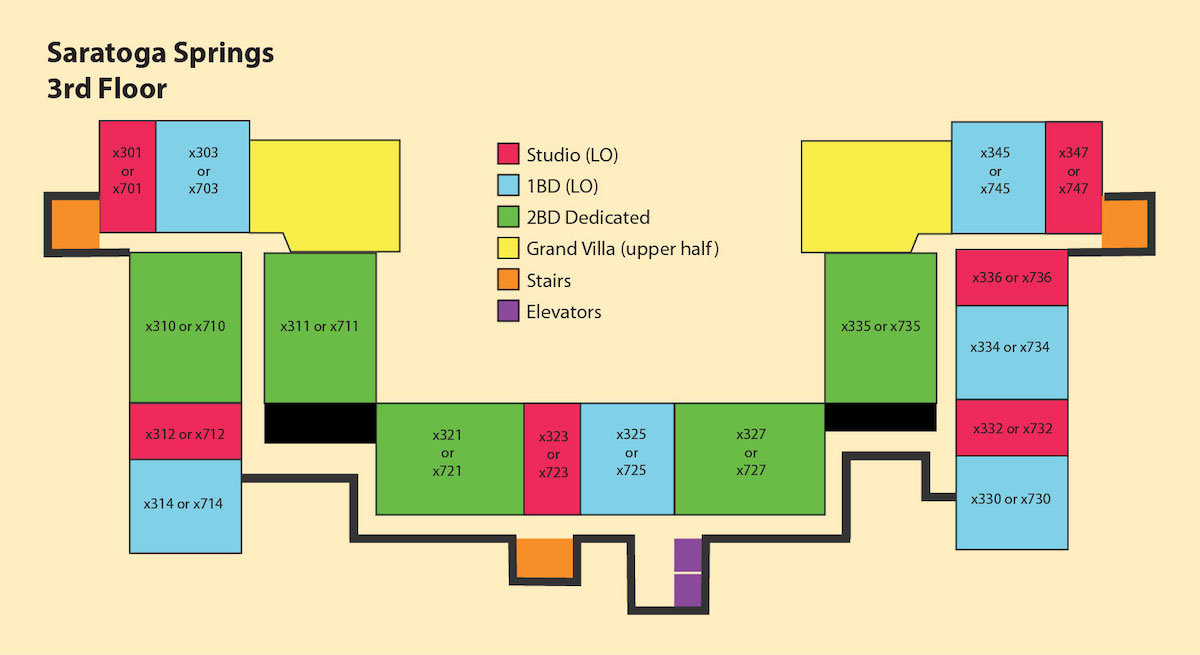 Disney's Saratoga Springs Resort & Spa Floorplan - Floor 3